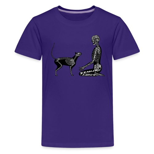 Scheletro umano e gatto - Maglietta Premium per ragazzi