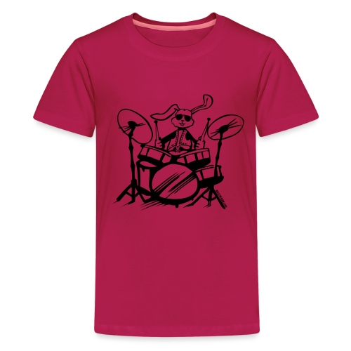 schlagzeug drummer drumstick trommeln hase - Teenager Premium T-Shirt