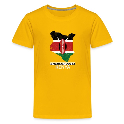 Straight Outta Kenya country map & flag - Teenage Premium T-Shirt