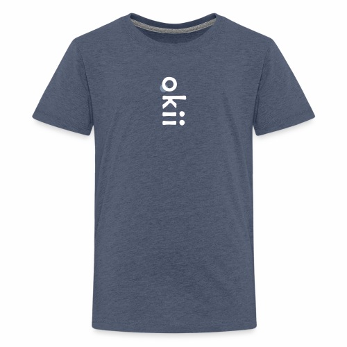 'okii' - white & silver print - Premium-T-shirt tonåring
