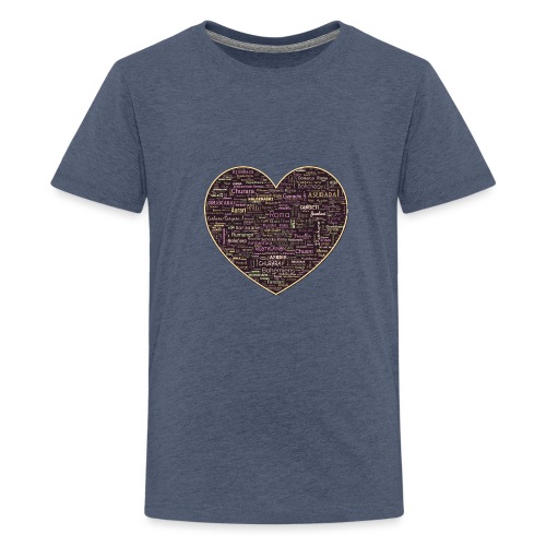 Heart Dark-Clans Roma -Gypsy Tribes Word Art Cloud - Teenager Premium T-Shirt