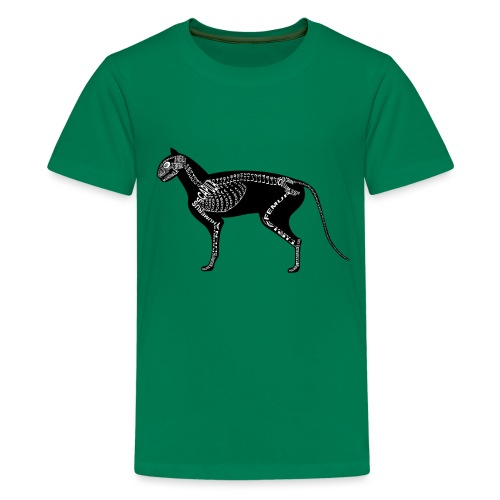 kissa Skeleton - Teinien premium t-paita