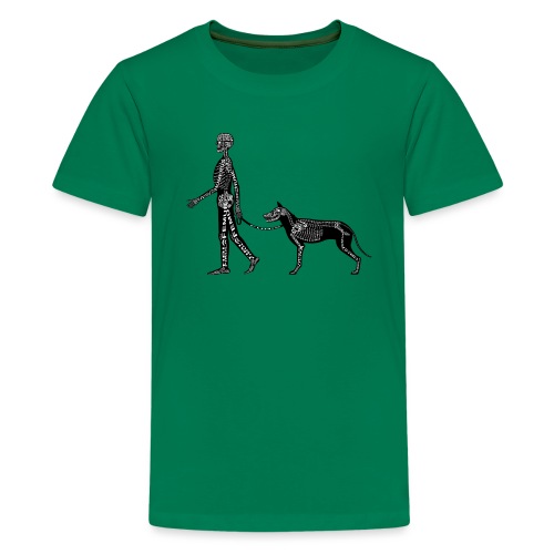 Menneske- og hundeskjelett - Premium T-skjorte for tenåringer