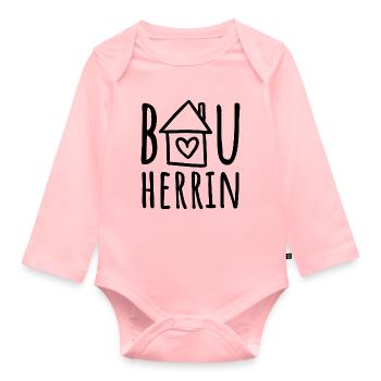 Hausbau Haus bauen Baustelle Eigenheim Bauherrin - Baby Bio-Langarm-Body - Rosa - Vorne