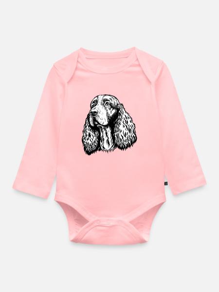 Spaniel Portrait - Baby Bio-Langarm-Body - Rosa