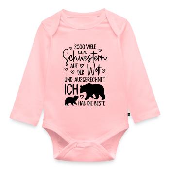 Mädchen Schwestern Bären Beste kleine Schwester - Baby Bio-Langarm-Body - Rosa - Vorne
