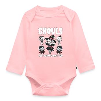 GHULE WOLLEN EINFACH NUR SPASS HABEN - HEXE HALLOWEEN - Baby Bio-Langarm-Body - Rosa - Vorne
