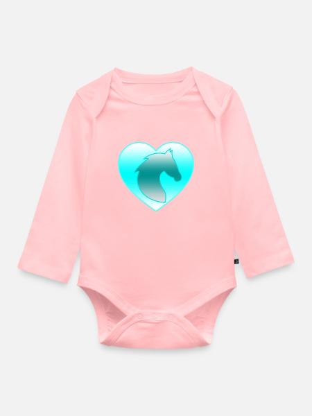 Pferde - Baby Bio-Langarm-Body - Rosa