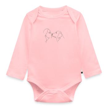 Minimalistische Golden Retriever Mama Linienkunst Liebe - Baby Bio-Langarm-Body - Rosa - Vorne