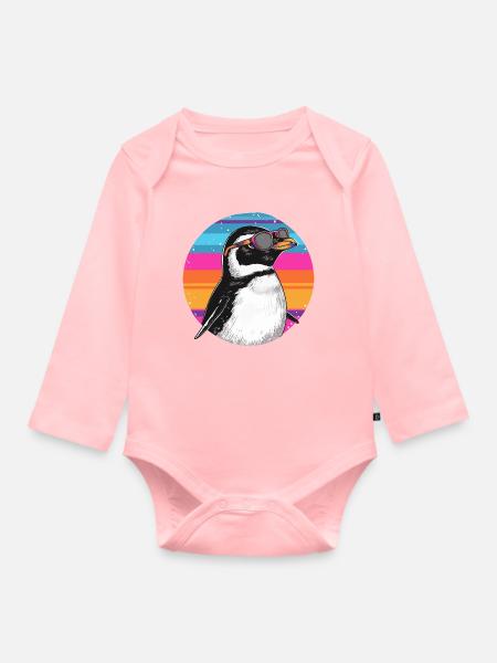 Penguin Neon-Goggles Retro - Baby Bio-Langarm-Body - Rosa