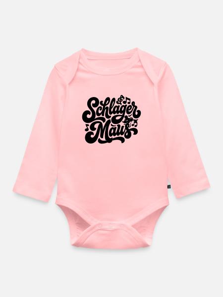 Schlager Maus - Schlagermaus - Schlagermusik - Baby Bio-Langarm-Body - Rosa