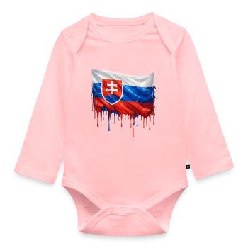 Flagge Slowakei Farbklecks - Baby Bio-Langarm-Body - Rosa - Vorne
