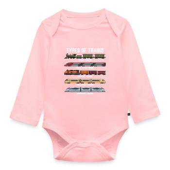 Zugtypen – Dampf-Güter-Bullet Train Lover - Baby Bio-Langarm-Body - Rosa - Vorne