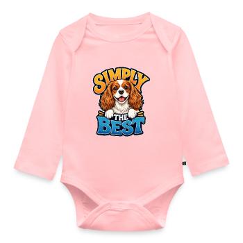 Kavallerier King Charles Spaniel - Baby Bio-Langarm-Body - Rosa - Vorne