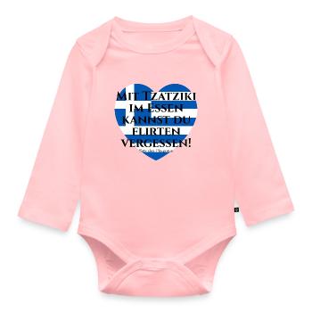 MIT TZATZIKI KANNST DU FLIRTEN VERGESSEN PITAGORAS - Baby Bio-Langarm-Body - Rosa - Vorne