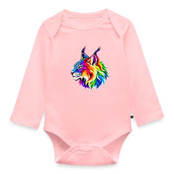 Leuchtender Regenbogen-Luchs - Baby Bio-Langarm-Body - Rosa - Vorne