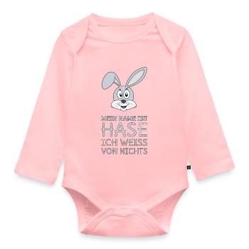 Mein Name ist Hase Ich weiß von nichts - Baby Bio-Langarm-Body - Rosa - Vorne