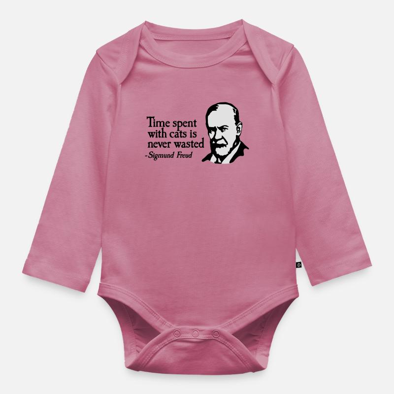 Time spent with cats is never Sigmund Freud - Body Bébé bio manches longues - mauve