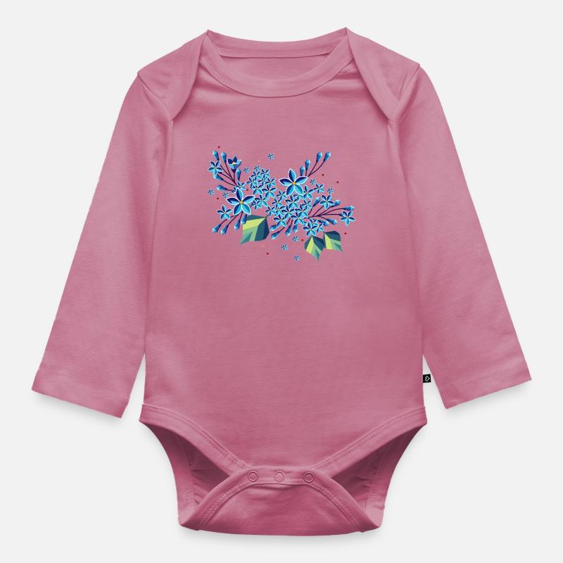 Branche de lilas – des tons bleus élégants dans un design moderne - Body Bébé bio manches longues - mauve