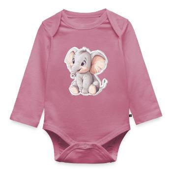 Éléphant - Body Bébé bio manches longues - mauve - Devant