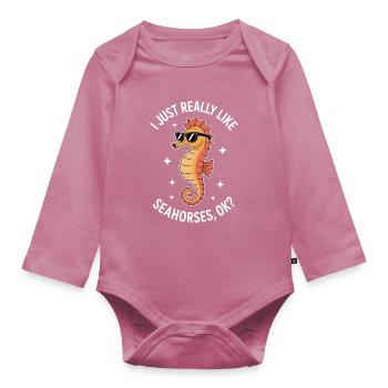 Hippocampe qui dit un drôle d’hippocampe Cadeau - Body Bébé bio manches longues - mauve - Devant