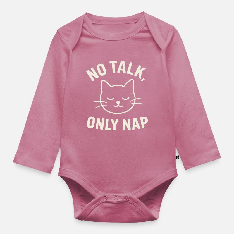 Sieste – Chat - Body Bébé bio manches longues - mauve