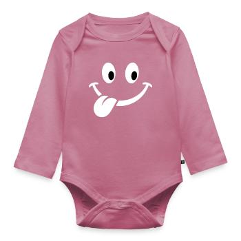 Smile weiss - Baby Bio-Langarm-Body - Mauve - Vorne
