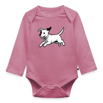 Verspielter Hund-Cartoon - Baby Bio-Langarm-Body - Mauve - Vorne