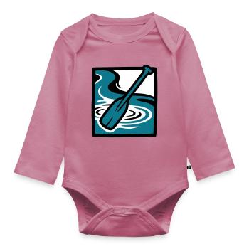 Paddle River Water Icon - Organic Longsleeve Baby Bodysuit - mauve - Front