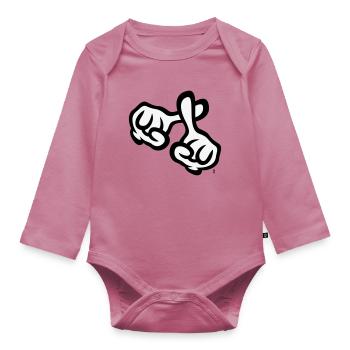 Fingerkreuz (Hände / Kreuz / Bibel / Religion, 2C) - Baby Bio-Langarm-Body - Mauve - Vorne