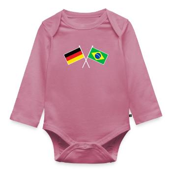 Germany x Brazil Crossed Friendship Flags - Baby Bio-Langarm-Body - Mauve - Vorne