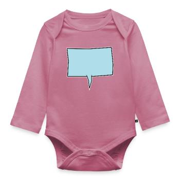 Eckige Sprechblase in Türkis - Baby Bio-Langarm-Body - Mauve - Vorne