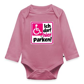 Ich darf hier Parken Sign - Baby Bio-Langarm-Body - Mauve - Vorne