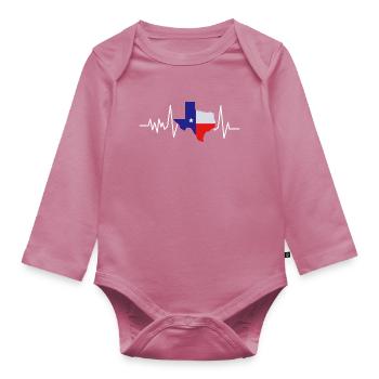 Texas Herzschlag Flagge - Baby Bio-Langarm-Body - Mauve - Vorne