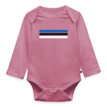 Estland Flagge Minimal - Fahne Fan Streifen Design - Baby Bio-Langarm-Body - Mauve - Vorne