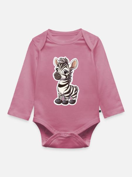Zebra - Baby Bio-Langarm-Body - Mauve