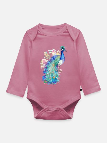 Pfau - Baby Bio-Langarm-Body - Mauve