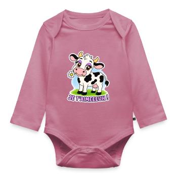 Je t’aimeeeuh ! - Body Bébé bio manches longues - mauve - Devant