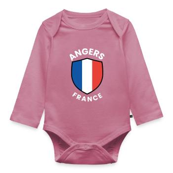 Angers France Shield Emblem - Organic Longsleeve Baby Bodysuit - mauve - Front