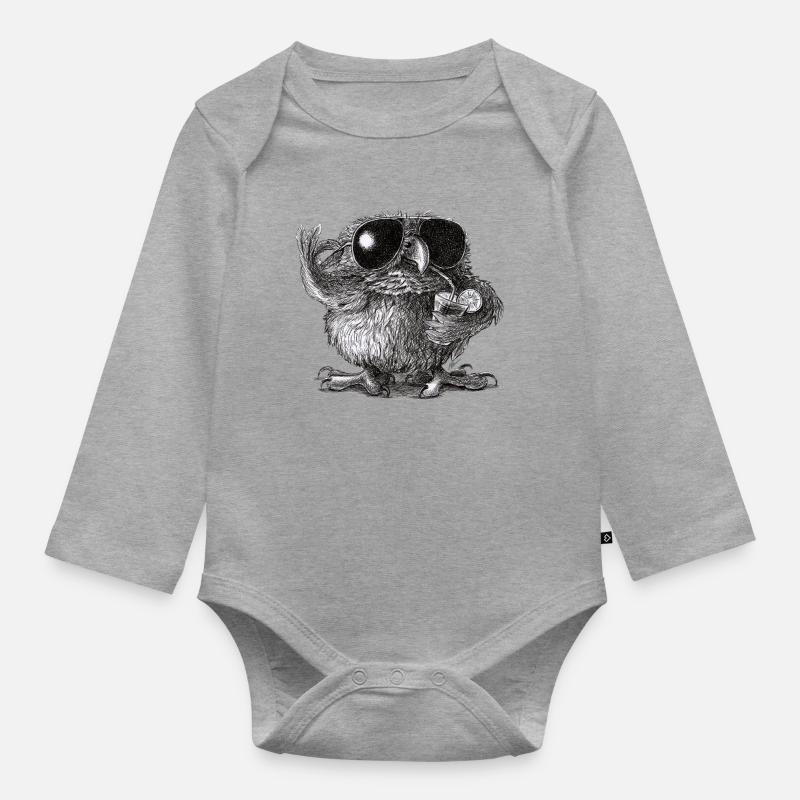 Coole Eule - Baby Bio-Langarm-Body - Grau meliert