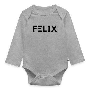 First name Felix - Organic Longsleeve Baby Bodysuit - heather grey - Front