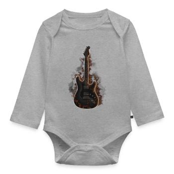 Brennende Gitarre – Dark Rock Shirt - Baby Bio-Langarm-Body - Grau meliert - Vorne