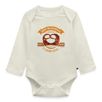 Bitte oben nachfüllen, aber erst unten leeren... - Baby Bio-Langarm-Body - Naturweiß - Vorne