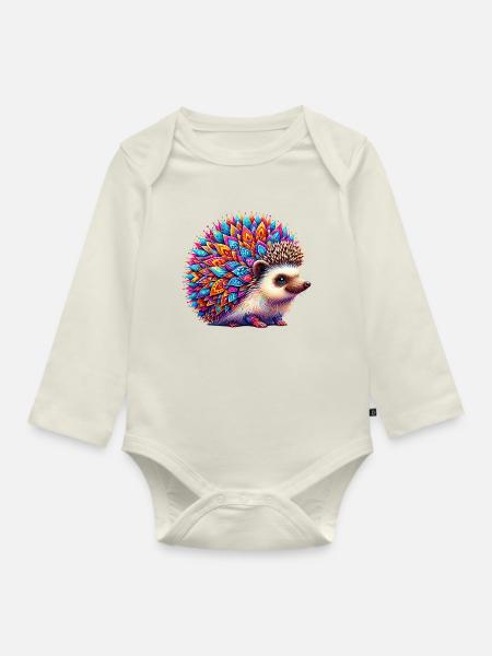 Igel - Baby Bio-Langarm-Body - Naturweiß
