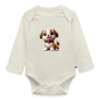 Niedlicher Hund - Baby Bio-Langarm-Body - Naturweiß - Vorne