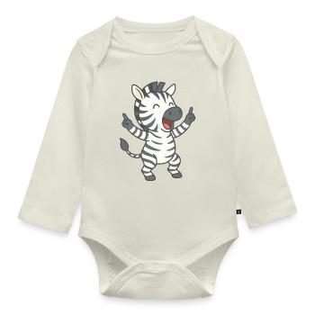 Zebrastreifen-Party - Baby Bio-Langarm-Body - Naturweiß - Vorne