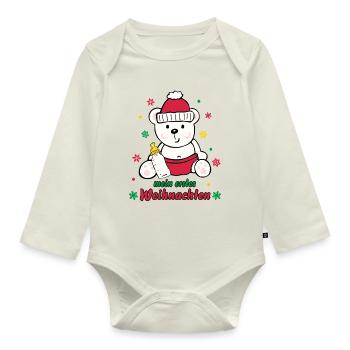 Mein erstes Weihnachten Baby Geschenkidee - Baby Bio-Langarm-Body - Naturweiß - Vorne