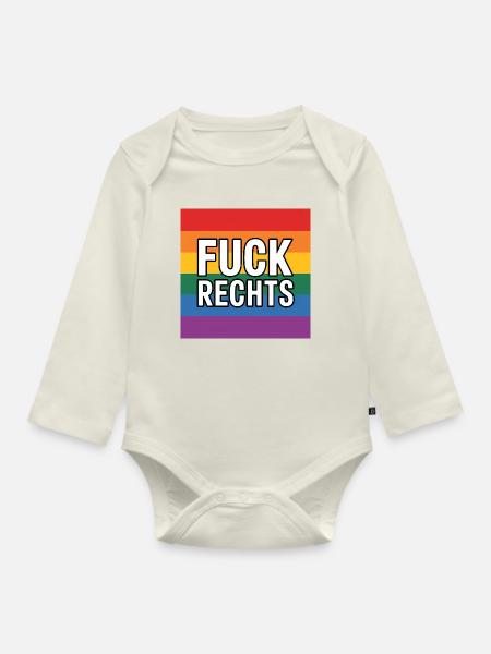 Fuck Rechts - Antifa Tee - Baby Bio-Langarm-Body - Naturweiß