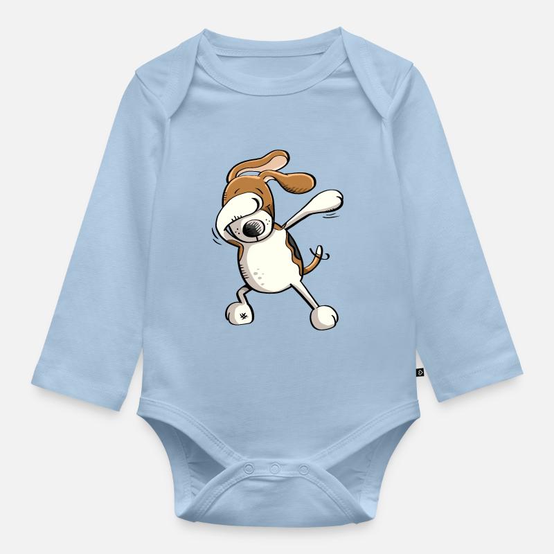 Funny Dab Dance Beagle - Hund - Comic - Geschenk - Baby Bio-Langarm-Body - Hellblau
