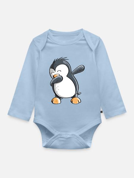 Dab Dance Pinguin - Dabbing - Fun Comic - Geschenk - Baby Bio-Langarm-Body - Hellblau